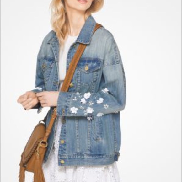 Michael kors women’s floral jean jacket - Picture 2 of 8